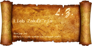 Lieb Zakária névjegykártya
